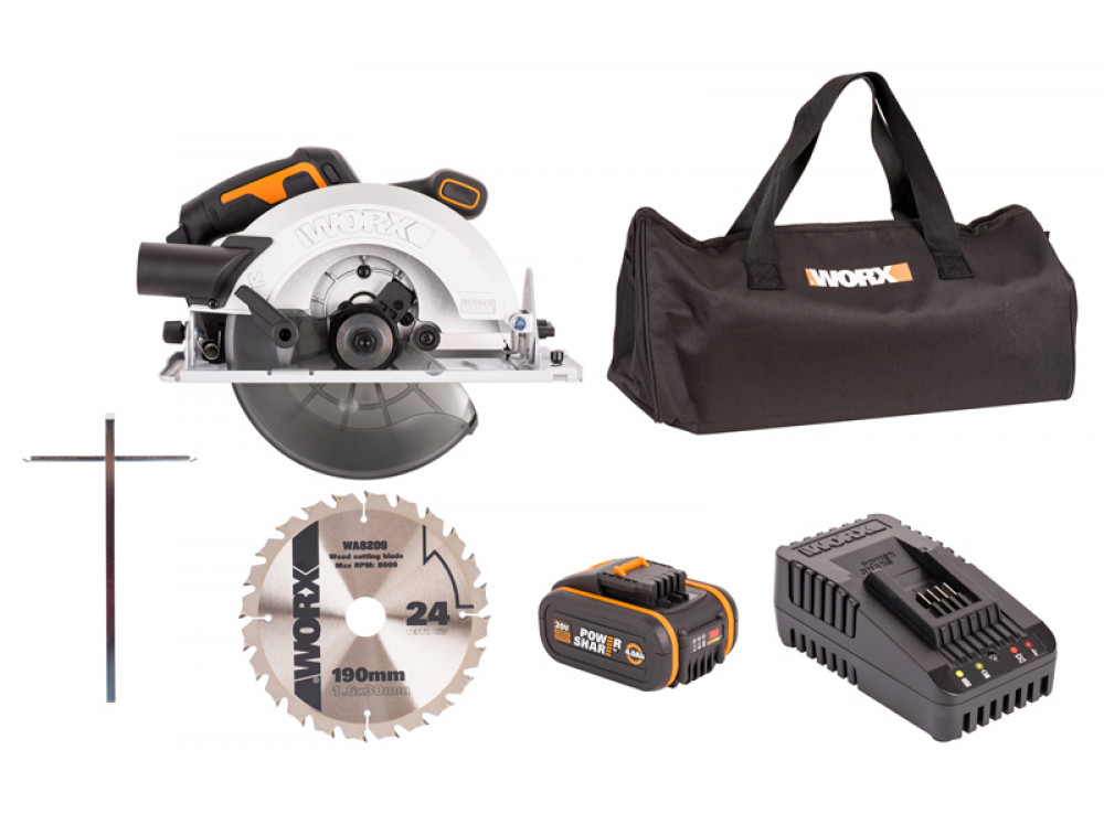 Циркулярная пила аккумуляторная бесщеточная WORX WX520