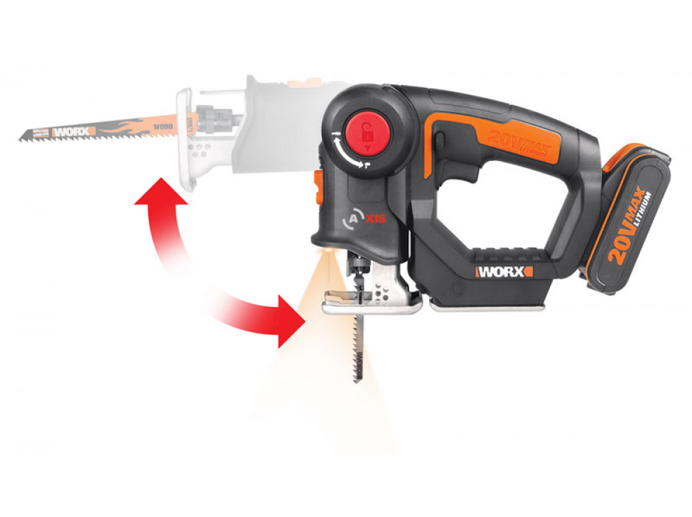 Лобзик аккумуляторный-сабельная пила WORX Axis WX550.1 Лобзик аккумуляторный-сабельная пила WORX Axis WX550.1