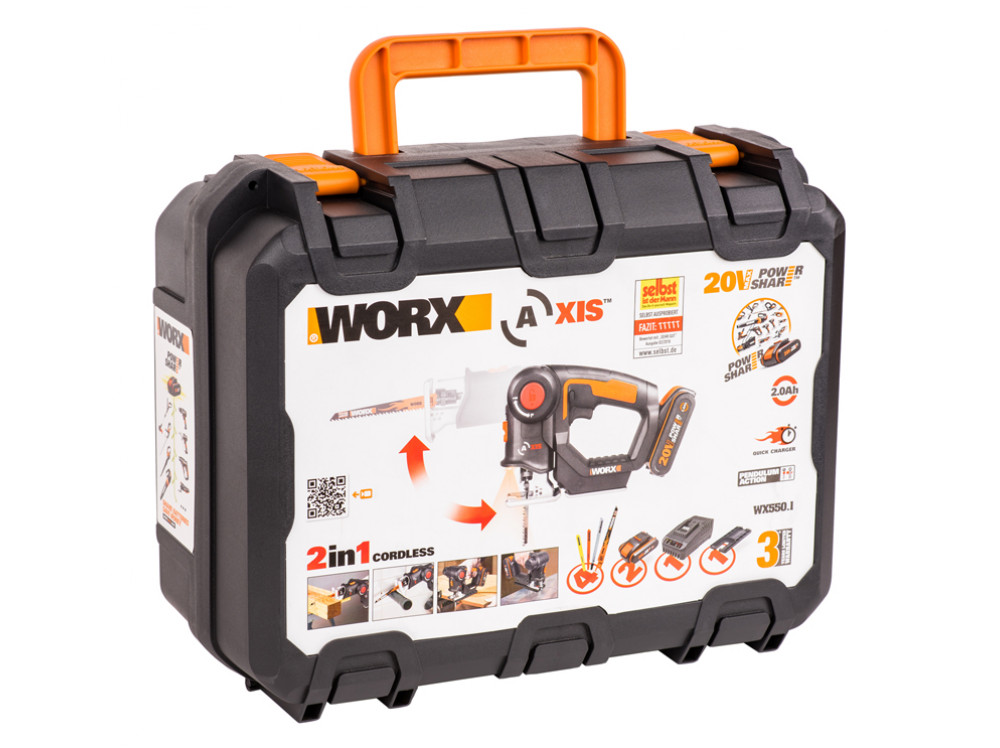 Лобзик аккумуляторный-сабельная пила WORX Axis WX550.1 Лобзик аккумуляторный-сабельная пила WORX Axis WX550.1
