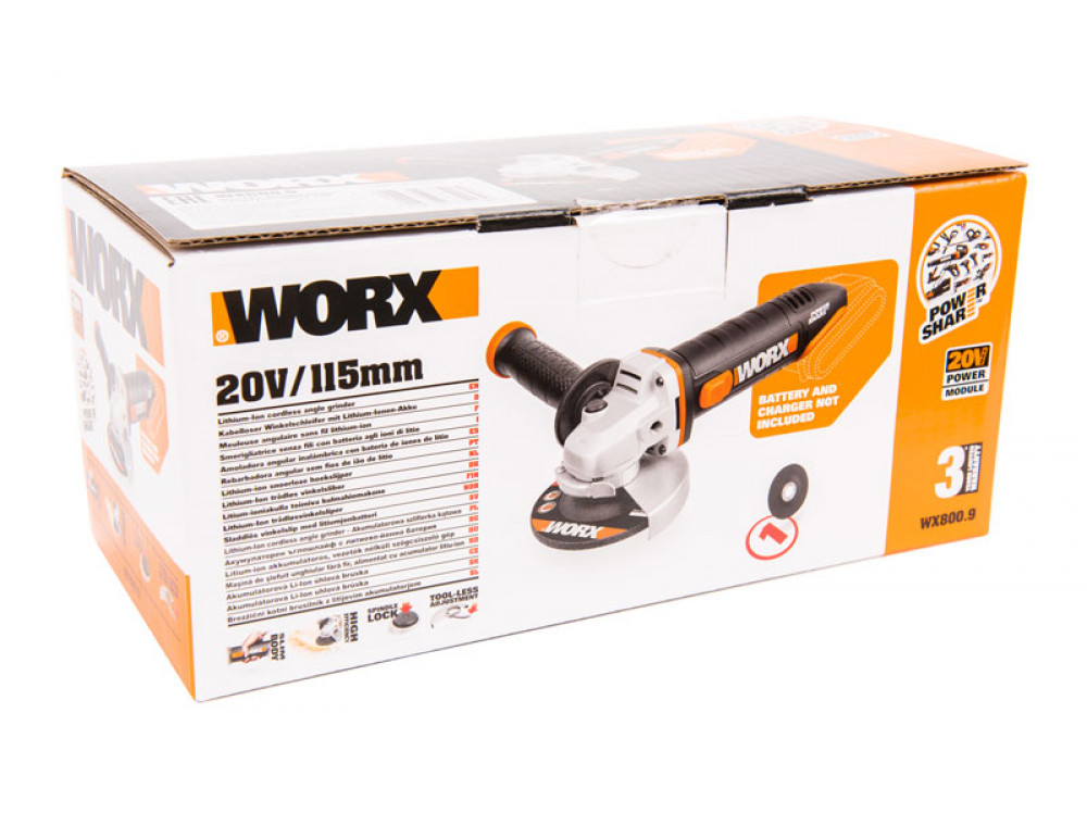 Угловая шлифмашина аккумуляторная WORX WX800.9 Угловая шлифмашина аккумуляторная WORX WX800.9