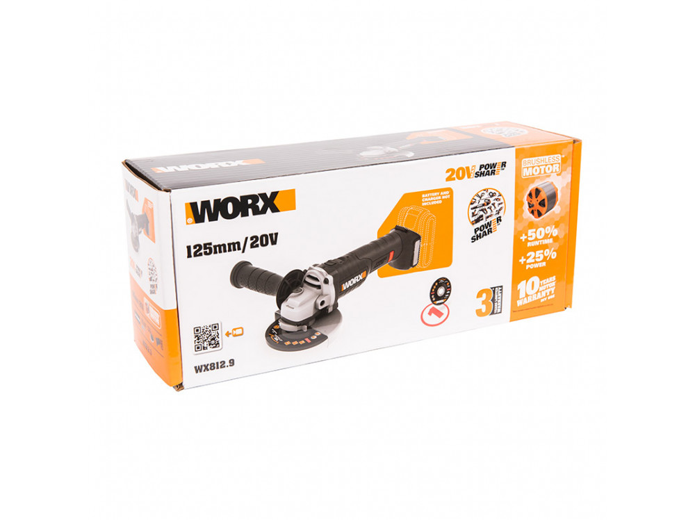 Угловая шлифмашина аккумуляторная WORX WX812.9 Угловая шлифмашина аккумуляторная WORX WX812.9