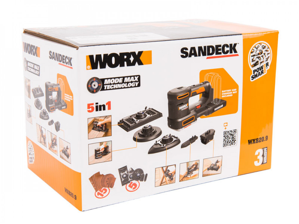 Виброшлифмашина аккумуляторная WORX WX820.9