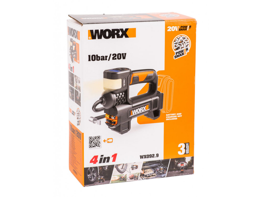 Насос аккумуляторный с фонарем WORX WX092.9 20В Насос аккумуляторный с фонарем WORX WX092.9 20В
