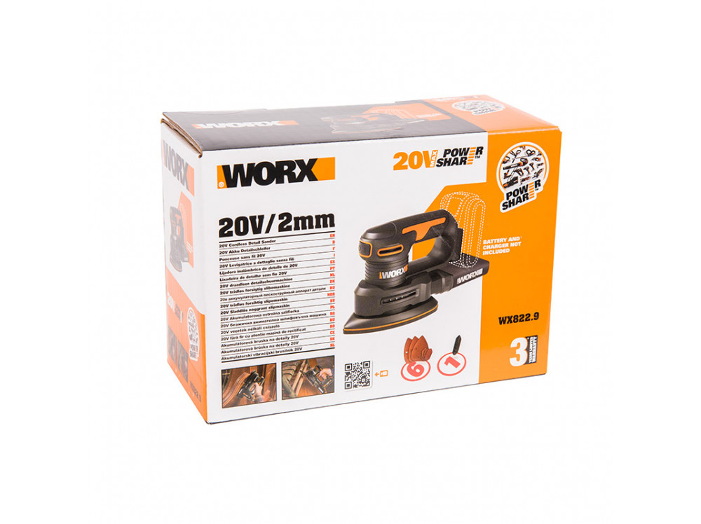 Дельто-шлифовальная машина аккумуляторная WORX WX822.9 20В Дельто-шлифовальная машина аккумуляторная WORX WX822.9 20В