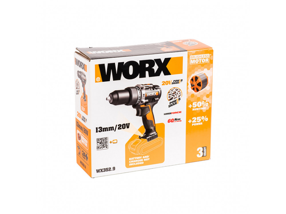 Дрель-шуруповерт ударная аккумуляторная WORX WX352.9 Дрель-шуруповерт ударная аккумуляторная WORX WX352.9