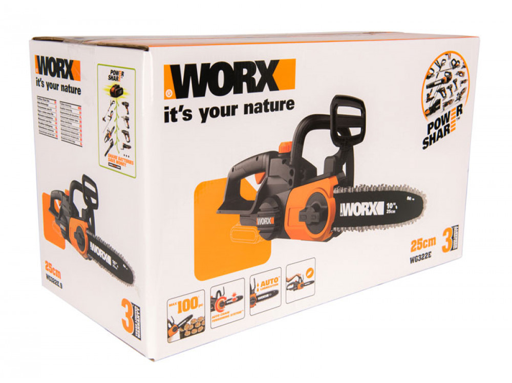 Цепная пила аккумуляторная WORX WG322E.9 Цепная пила аккумуляторная WORX WG322E.9