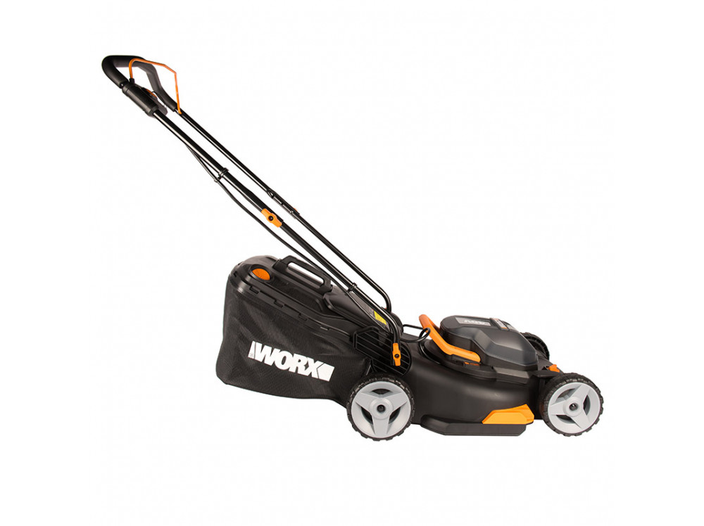 Газонокосилка аккумуляторная WORX, 40В (2×20В), 40см, 4Ач х2, двойное ЗУ Газонокосилка аккумуляторная WORX, 40В (2×20В), 40см, 4Ач х2, двойное ЗУ