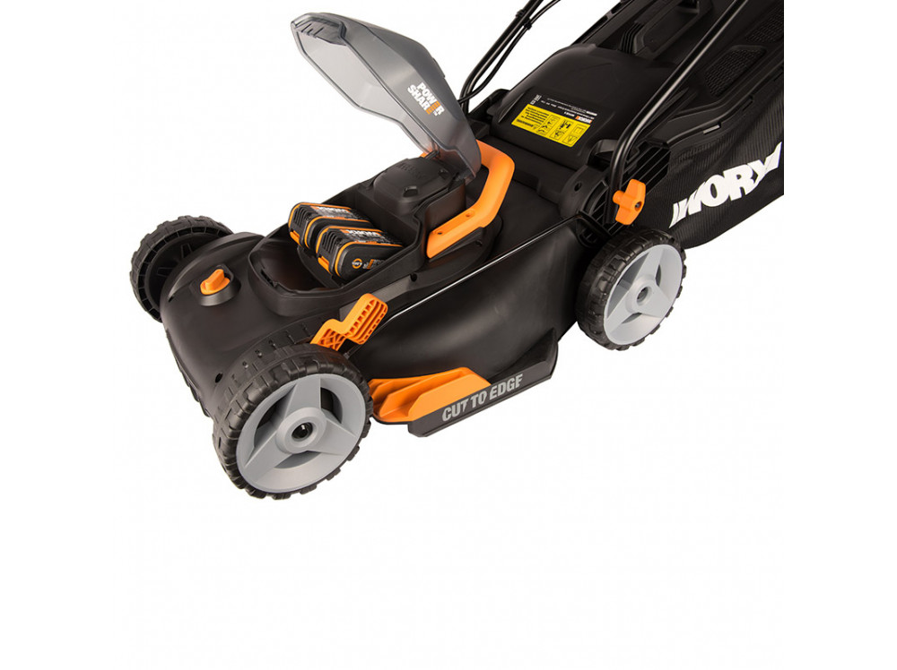 Газонокосилка аккумуляторная WORX, 40В (2×20В), 40см, 4Ач х2, двойное ЗУ Газонокосилка аккумуляторная WORX, 40В (2×20В), 40см, 4Ач х2, двойное ЗУ