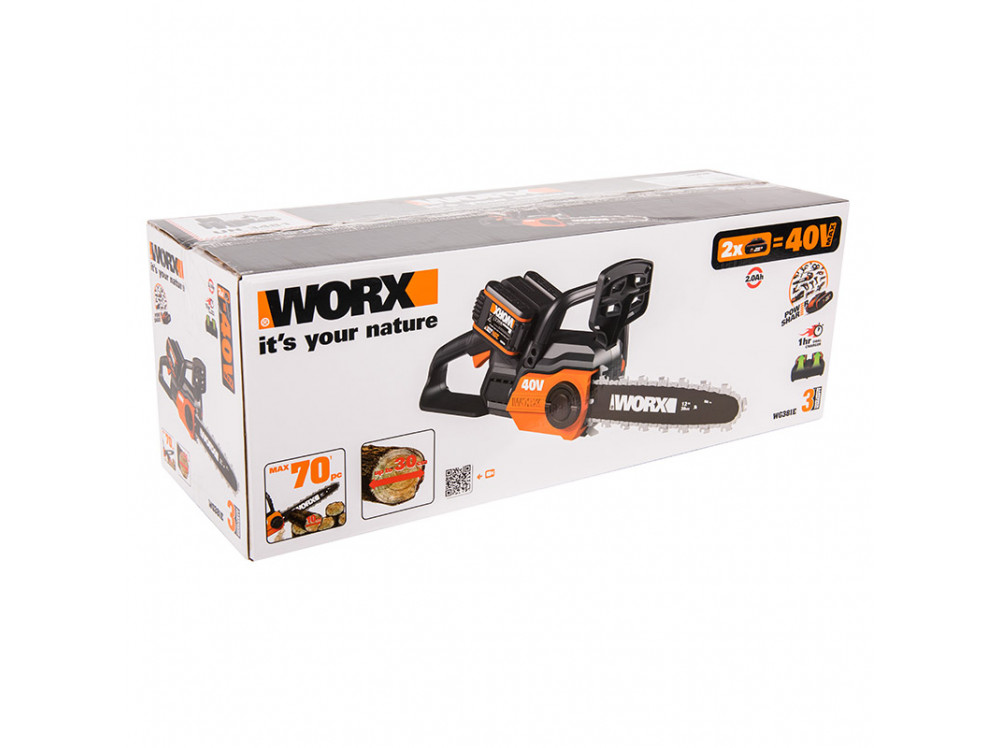 Цепная пила аккумуляторная WORX WG381E 40В 30см Цепная пила аккумуляторная WORX WG381E 40В 30см