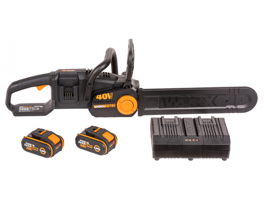 Цепная пила аккумуляторная WORX WG385E NITRO 40В 40cm бесщеточная Цепная пила аккумуляторная WORX WG385E NITRO 40В 40cm бесщеточная