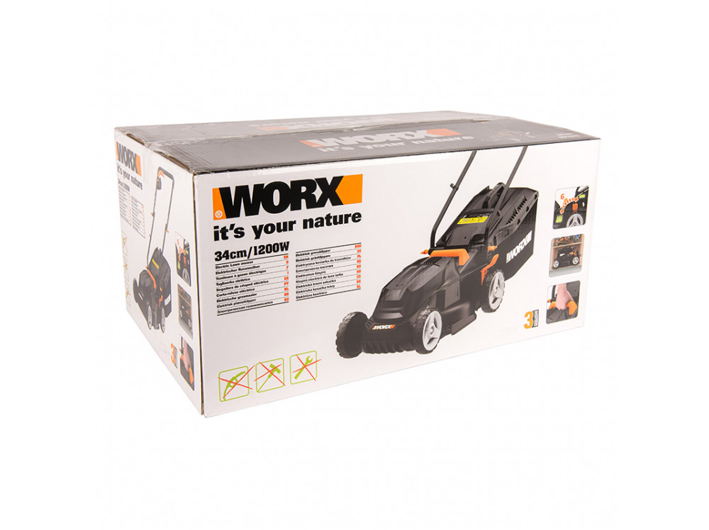 Электрическая газонокосилка WORX WG713E 1200Вт 34 см Электрическая газонокосилка WORX WG713E 1200Вт 34 см