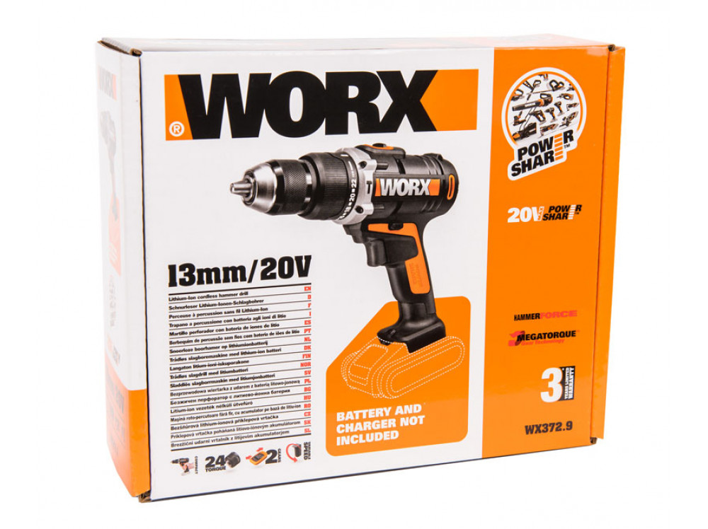 Дрель-шуруповерт ударная аккумуляторная WORX WX372.9 Дрель-шуруповерт ударная аккумуляторная WORX WX372.9