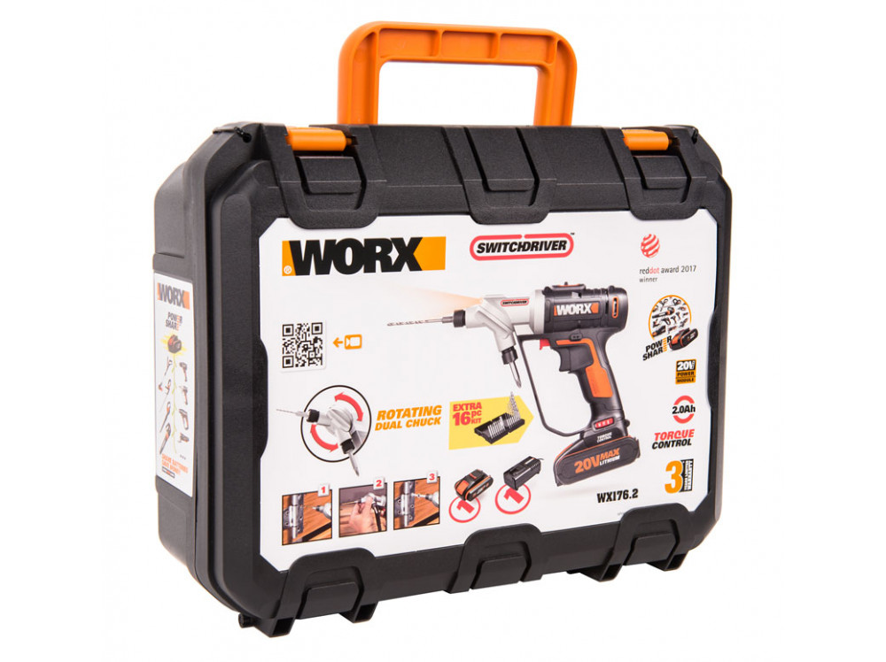 Дрель-шуруповерт аккумуляторная WORX Switchdriver WX176.2 Дрель-шуруповерт аккумуляторная WORX Switchdriver WX176.2