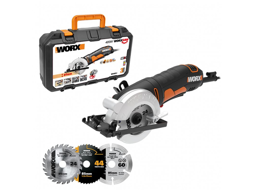 Дисковая пила WORX WX423 220V WORXSaw 400Вт 85мм электрическая Дисковая пила WORX WX423 220V WORXSaw 400Вт 85мм электрическая