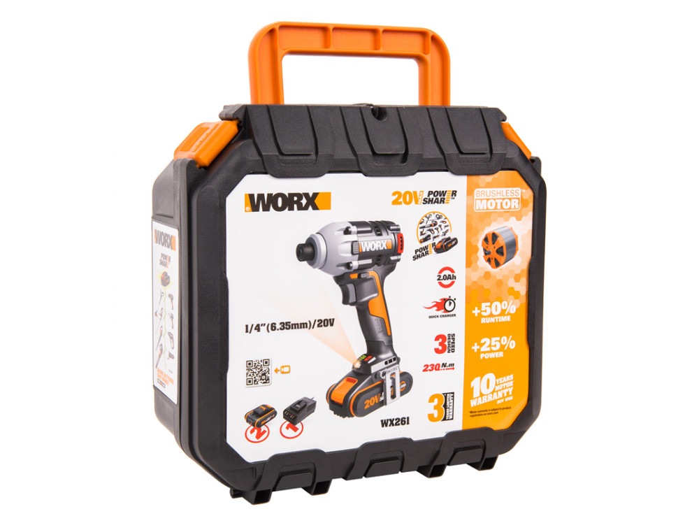 Винтоверт ударный бесщеточный аккумуляторный WORX WX261 Винтоверт ударный бесщеточный аккумуляторный WORX WX261