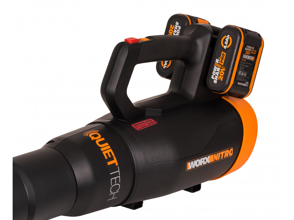 Воздуходувка аккумуляторная бесщеточная WORX WG581E, 40В, 4 Ач х2, двойное ЗУ 2x1A Воздуходувка аккумуляторная бесщеточная WORX WG581E, 40В, 4 Ач х2, двойное ЗУ 2x1A