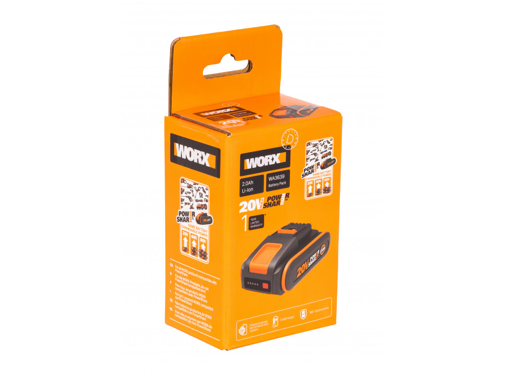 Аккумулятор WORX WA3639, 20В, 2Ач Аккумулятор WORX WA3639, 20В, 2Ач