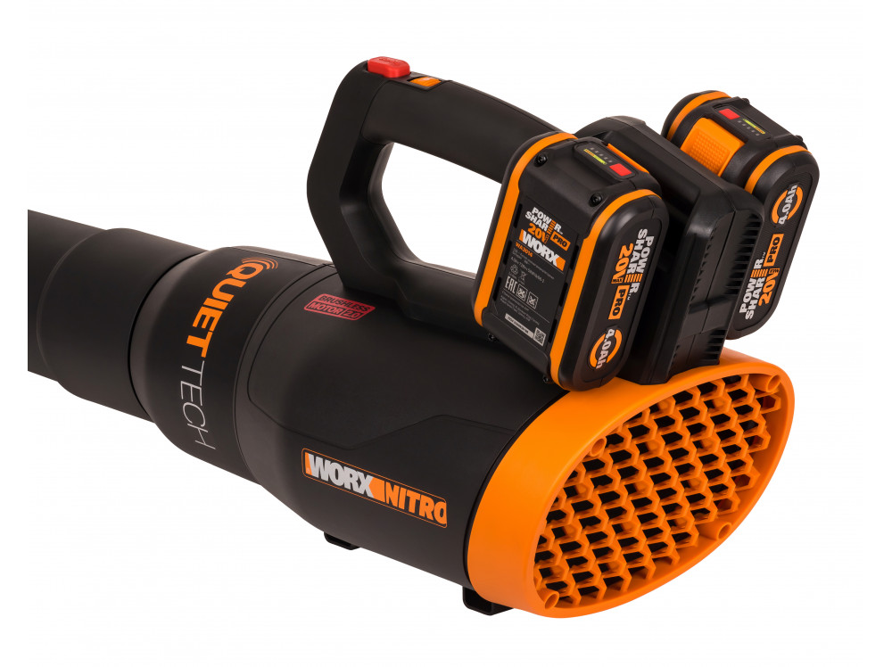 Воздуходувка аккумуляторная бесщеточная WORX WG581E, 40В, 4 Ач х2, двойное ЗУ 2x1A Воздуходувка аккумуляторная бесщеточная WORX WG581E, 40В, 4 Ач х2, двойное ЗУ 2x1A