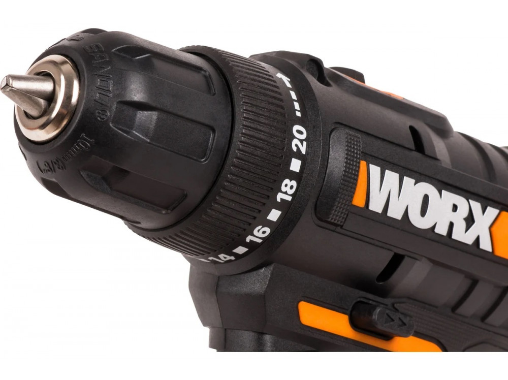 Дрель-шуруповерт аккумуляторная WORX WX100.2, 20В, 2Ач х2, ЗУ 0,4А, сумка Дрель-шуруповерт аккумуляторная WORX WX100.2, 20В, 2Ач х2, ЗУ 0,4А, сумка