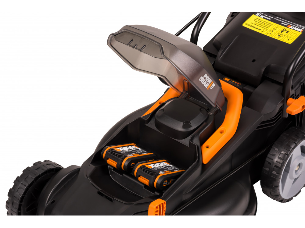 Газонокосилка аккумуляторная WORX WG779E, 40В, 34 см, 2*2,5 Ач, двойное ЗУ 2x2A Газонокосилка аккумуляторная WORX WG779E, 40В, 34 см, 2*2,5 Ач, двойное ЗУ 2x2A