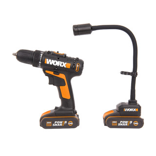 Набор электроинструментов WX977: Дрель-шуруповерт аккумуляторная WORX WX101.9 + Фонарь аккумуляторный WORX WX028.9 20В